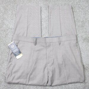 J.M. Haggar Pants NWT Mens 38x29 Beige Premium Stretch Tailored Fit Flat Front